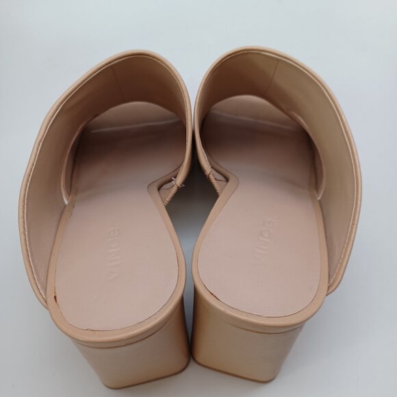 Vince Sandal Heels Nelda Square Toe Slide Neutral Tan Leather Womens 9M - Picture 15 of 16